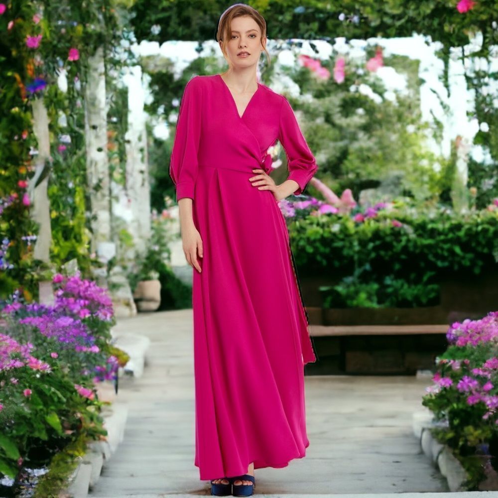 PAULE KA Vibrant Pink Maxi Dress